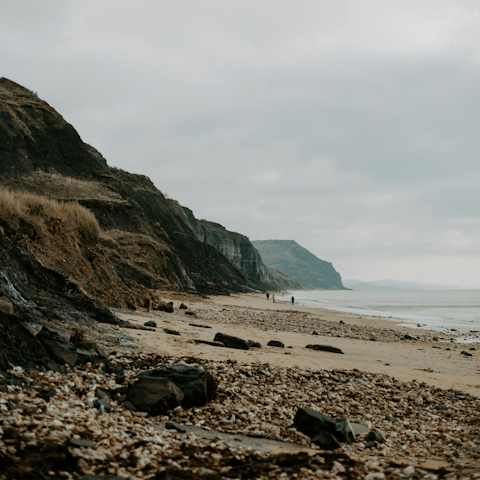 Head to Charmouth Beach, a ten-minute stroll away