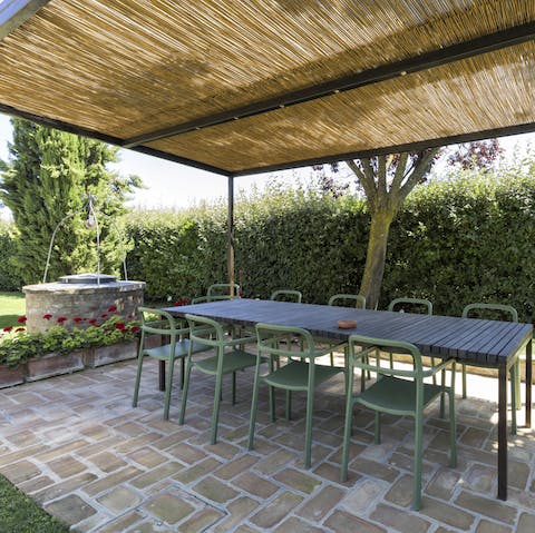 Celebrate the magic of outdoor living with delicious Italian meals as the sunsets