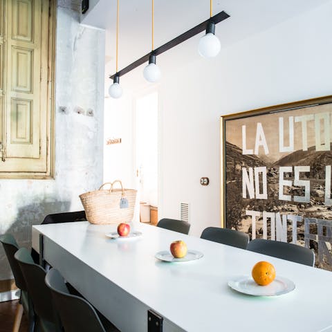 Tuck into mouthwatering homemade meals in the industrial dining area