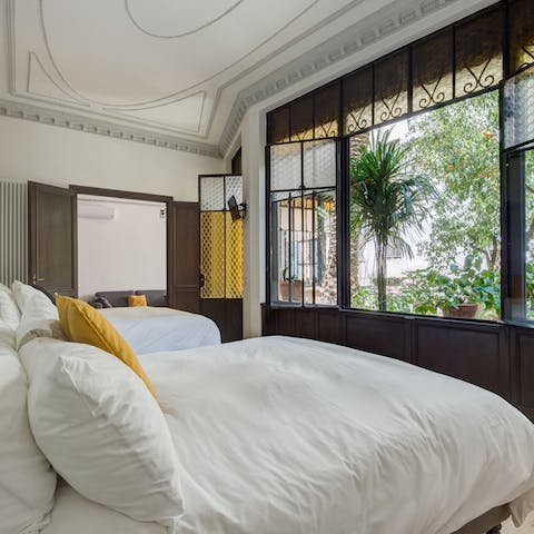 Wake up to views of the lush garden