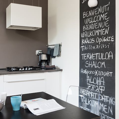 The blackboard in the kitchen
