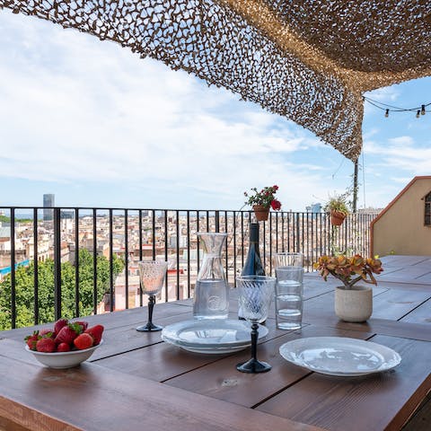 Make use of the breathtaking rooftop terrace, by special request