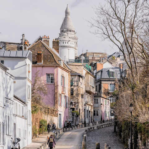 Take a twenty minute stroll north to the fabled streets of Montmartre