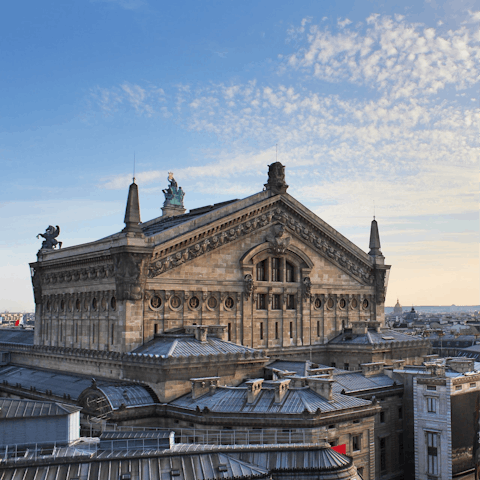 Walk fifteen minutes south to the majestic Opera Garnier