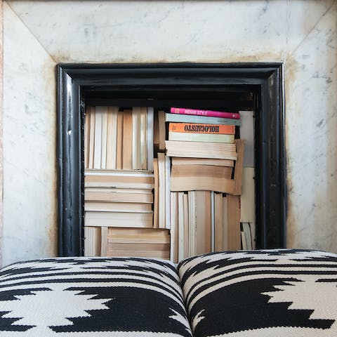 This repurposed fireplace