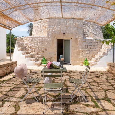 Gather on the terrace for an Italian-style dinner and drinks