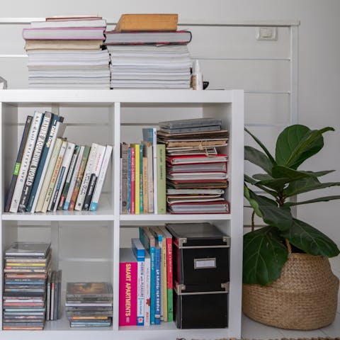 The extensive book and dvd collection