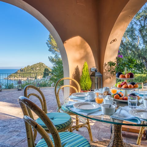 Start your day with Italian coffee and pastries under the covered patio