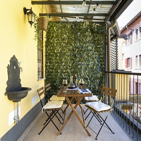 The shaded balcony