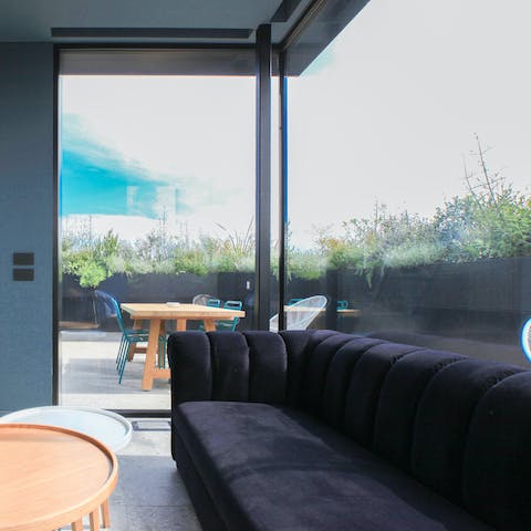 Huge glass walls and sliding doors