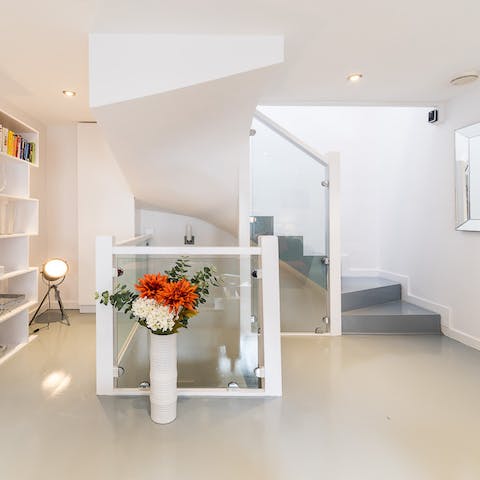 Beautiful staircase running through the home