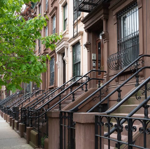 Stay in a traditional brownstone on a leafy NYC street