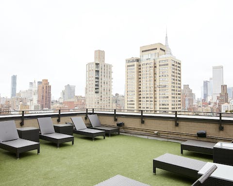 Drink in the sweeping city views from the roof terrace as you sip on a sundowner
