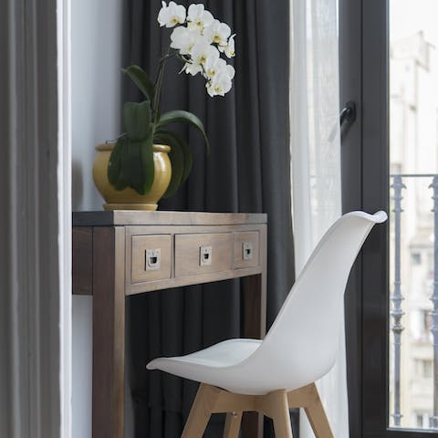 The workspace with a magnificent view
