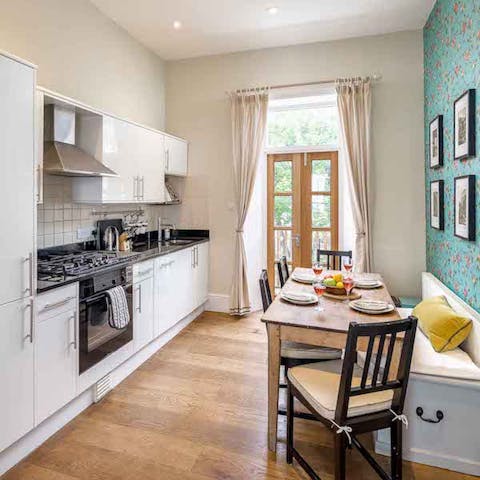 Cook a great meal in the bright kitchen
