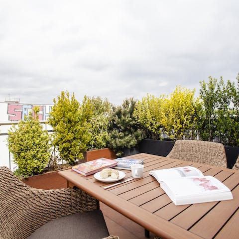 Roomy outdoor terrace with nice views
