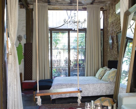 Enjoy playful touches like the indoor swing