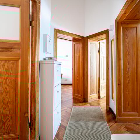 The original wooden doors