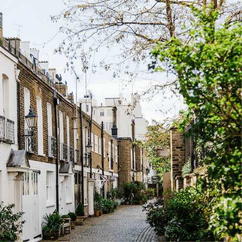 Stay in a charming Kensington mews, enjoying a tranquil oasis in the heart of the city
