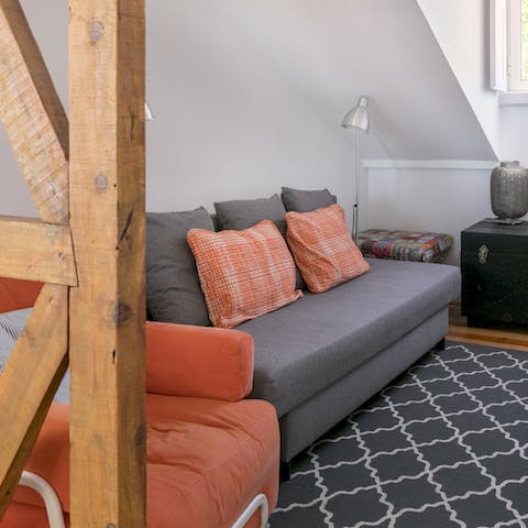 The original wooden beams the the living room