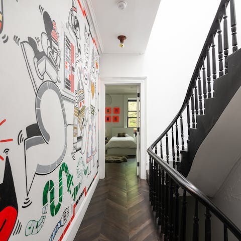 Appreciate the funky, pop-art wallpaper