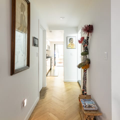 Ornately beaded hallway sculpture