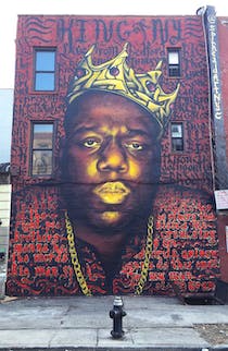 Pay your respects to the Biggie mural