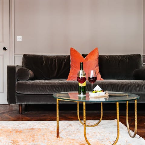 End the day with a glass of wine on the velvet sofa or head to the pub downstairs for a nightcap