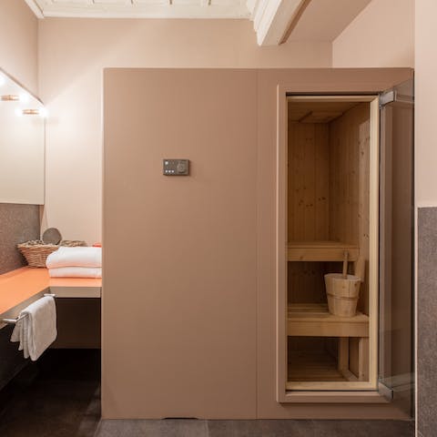 Sweat out your stresses in the private sauna