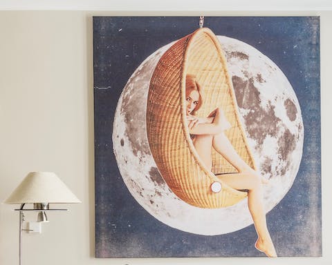 The captivating painting in the living room