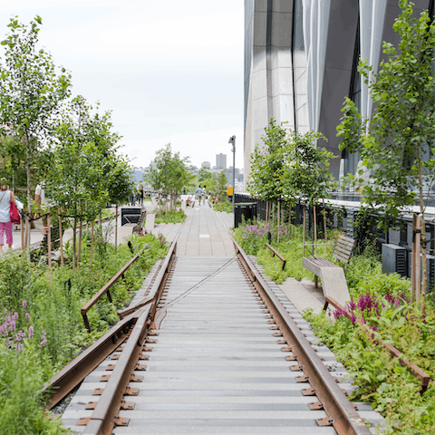 See the city from a new perspective on the High Line, which starts just ten minutes' walk away