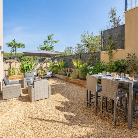 Find your favourite spot in the sunny courtyard