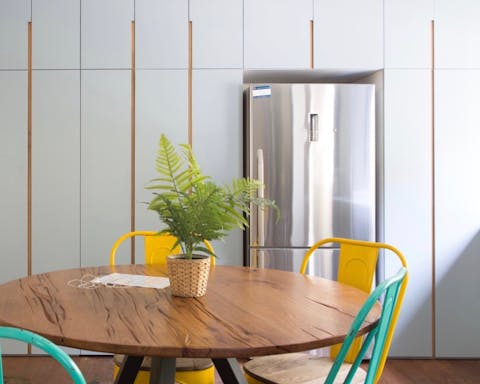 The cotton candy blue cabinetry