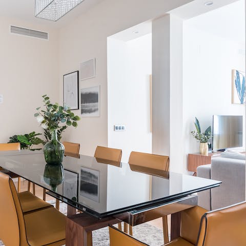 A bright big dining table