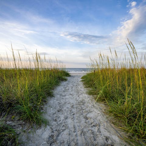 Take a five-minute stroll to the beach
