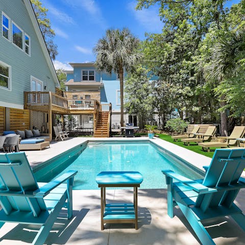 Spend lazy days relaxing in front of the private pool