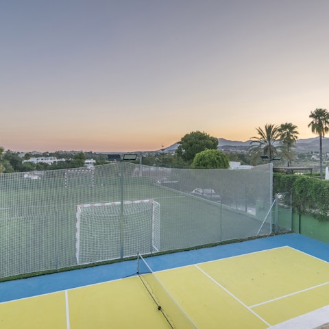 Hit the courts for a game of tennis, football or basketball