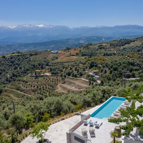 Enjoy breathtaking views of the mountains and the ocean from the villa