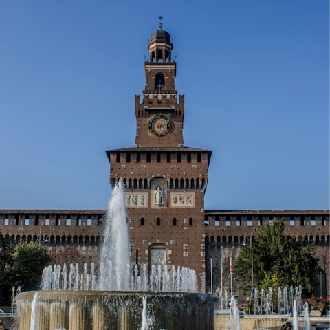 Discover Sforzesco Castle, a ten-minute walk away