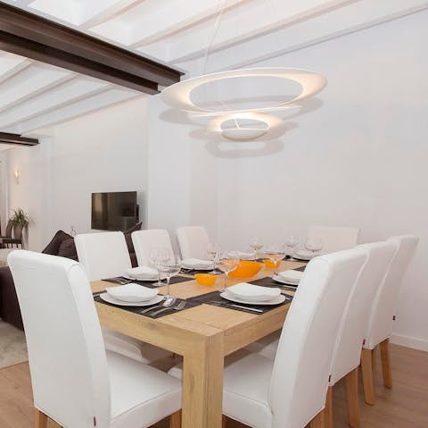 Enjoy a delicious home-cooked meal around the modern dining set