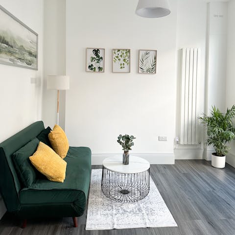 Make yourself comfortable in the light-filled living area