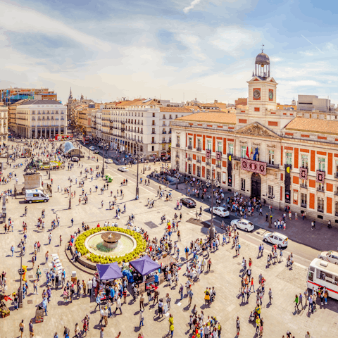 Stay just a few metres from Plaza Mayor and Puerta del Sol