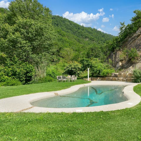 Cool off in the natural pool and admire the rural surroundings