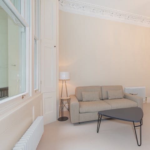 Relax with a coffee in the cosy living area