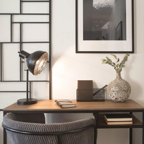 Fire off emails from the sleek desk space