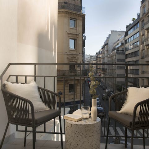 Kick back on the balcony with a good book and a coffee