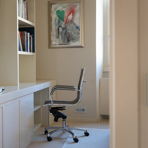 Knuckle down to some work from home at the designated desk area