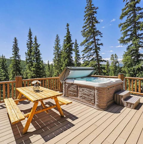 Soak in the hot tub with a cold beer