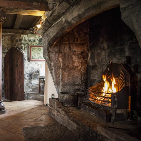 Spend cosy evenings by the Gothic open fire with a glass of wine