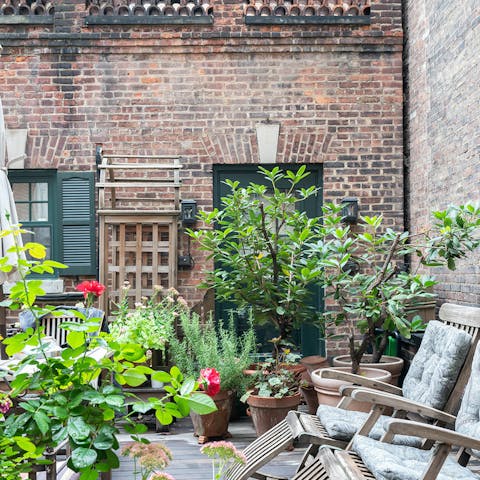 A lush private terrace